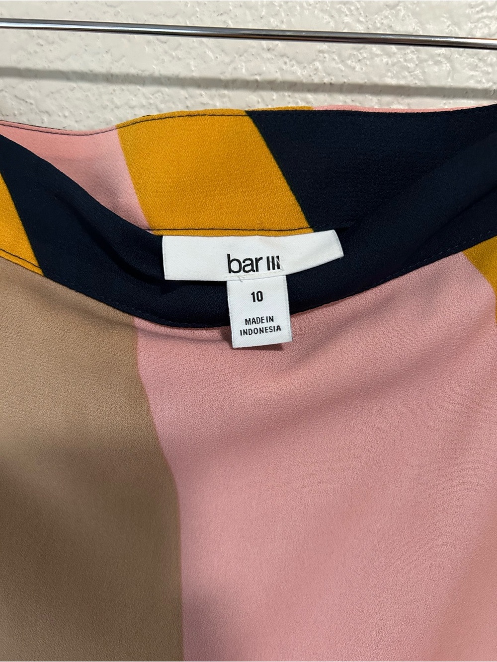 Bar III Pink, Navy & Mustard Abstract Ruffle High-Low Skirt - Picture 2 of 3